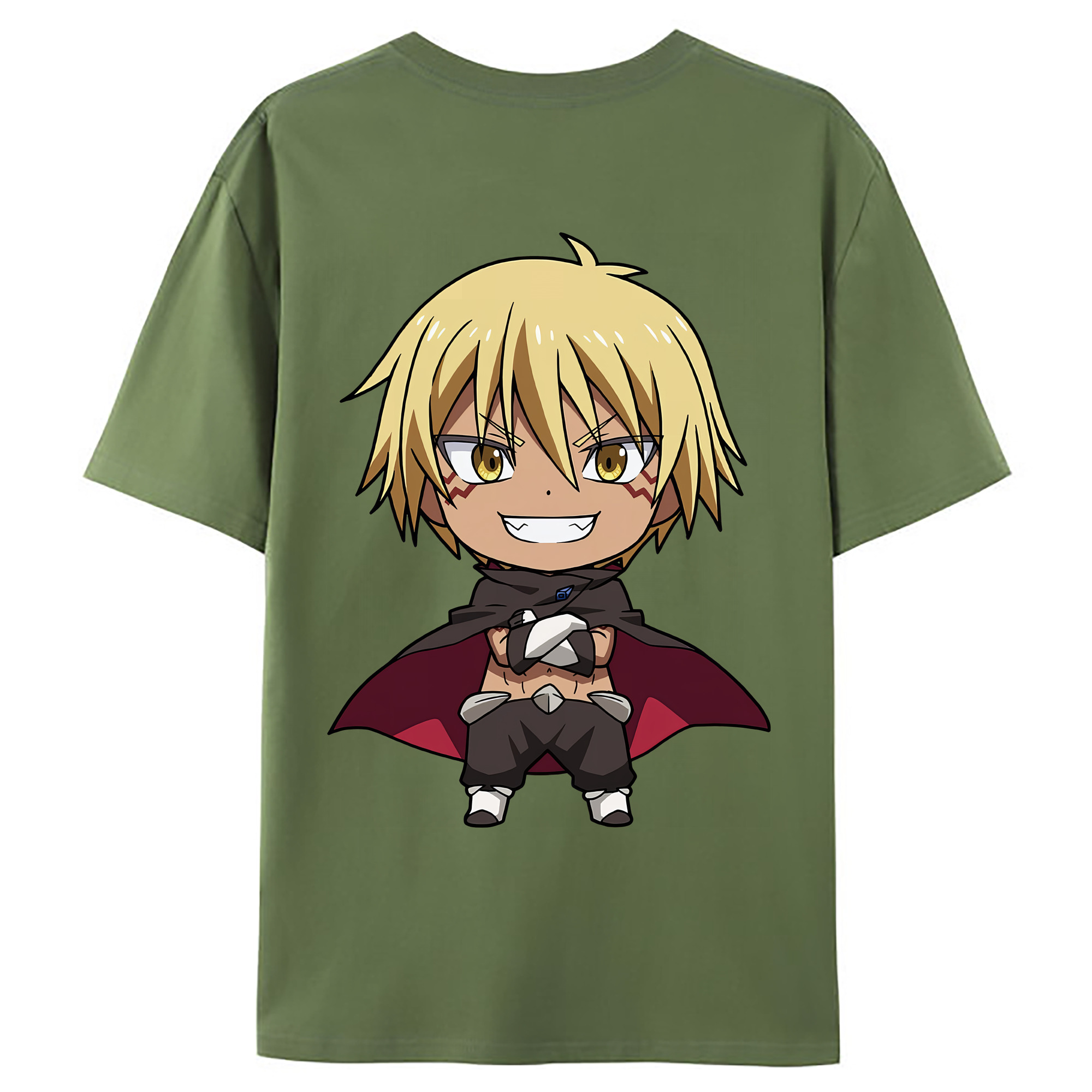 （画像用） 転スラ Regarding Reincarnated to Slime 綿100％ メンズ半袖Tシャツ（バックプリント） 通気性
